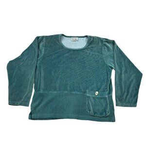 SomeWhat Funky Vintage Turquoise Velour Maxi Skirt and Top Set, Sizes M, L